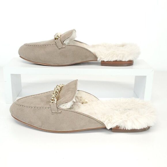 Torrid Faux Fur Slip On Mules Neutral Size 9WW - Picture 7 of 10